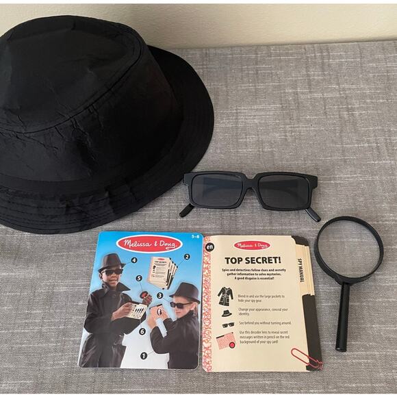 New Melissa and Doug Kids Unisex Size 5-8 Yrs Black Spy Role Play Set Costume - Picture 7 of 13